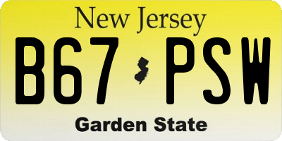 NJ license plate B67PSW
