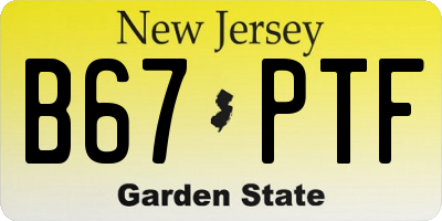 NJ license plate B67PTF