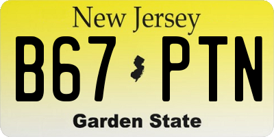 NJ license plate B67PTN