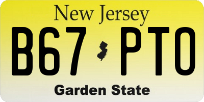 NJ license plate B67PTO