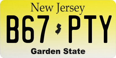 NJ license plate B67PTY