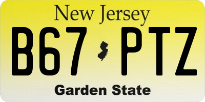 NJ license plate B67PTZ