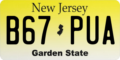 NJ license plate B67PUA