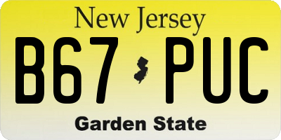 NJ license plate B67PUC