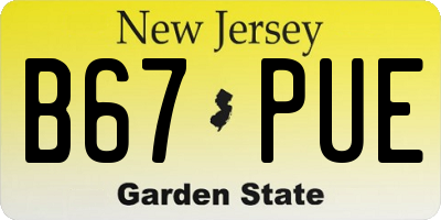 NJ license plate B67PUE