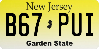 NJ license plate B67PUI