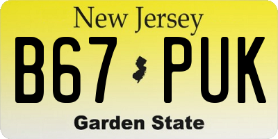 NJ license plate B67PUK