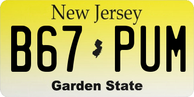 NJ license plate B67PUM