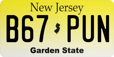 NJ license plate B67PUN