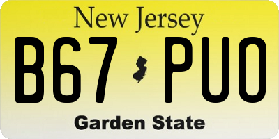 NJ license plate B67PUO
