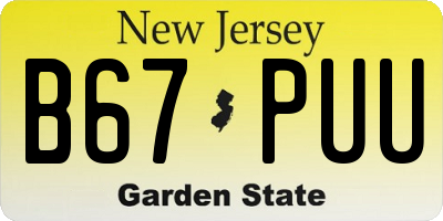 NJ license plate B67PUU