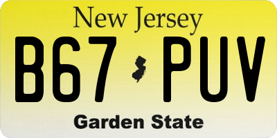 NJ license plate B67PUV