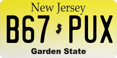 NJ license plate B67PUX