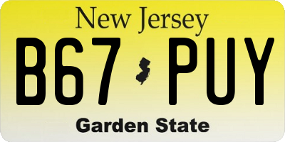 NJ license plate B67PUY