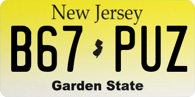 NJ license plate B67PUZ