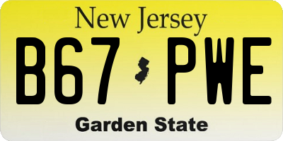 NJ license plate B67PWE