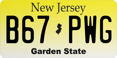 NJ license plate B67PWG
