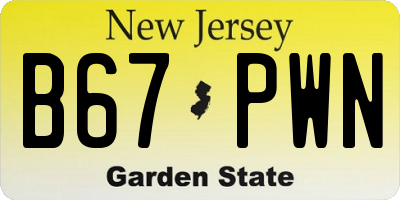 NJ license plate B67PWN