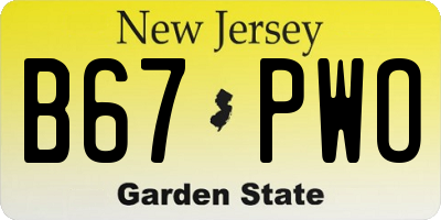 NJ license plate B67PWO