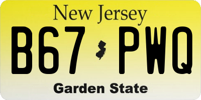 NJ license plate B67PWQ