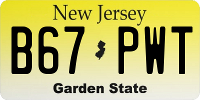 NJ license plate B67PWT