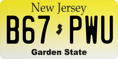NJ license plate B67PWU