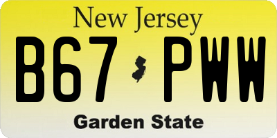 NJ license plate B67PWW