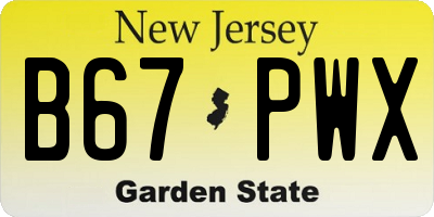 NJ license plate B67PWX