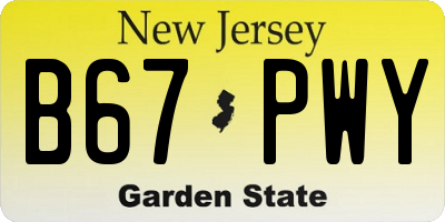 NJ license plate B67PWY