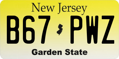 NJ license plate B67PWZ