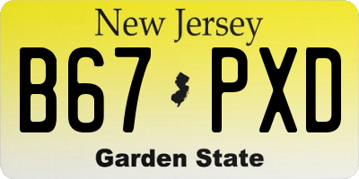 NJ license plate B67PXD