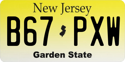 NJ license plate B67PXW