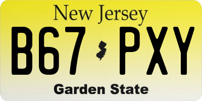 NJ license plate B67PXY