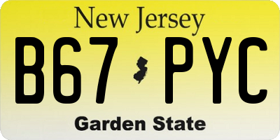 NJ license plate B67PYC
