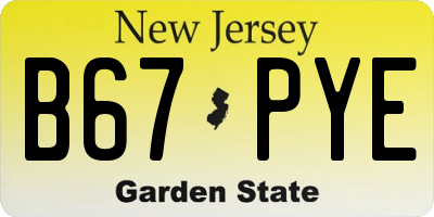 NJ license plate B67PYE