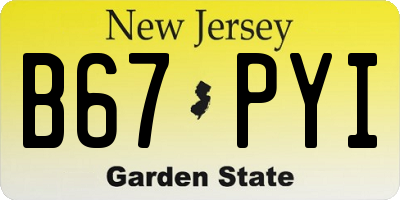 NJ license plate B67PYI