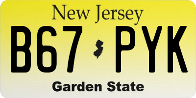 NJ license plate B67PYK