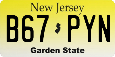NJ license plate B67PYN