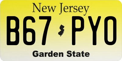 NJ license plate B67PYO