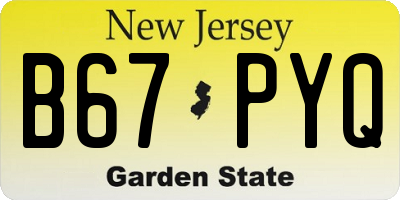 NJ license plate B67PYQ