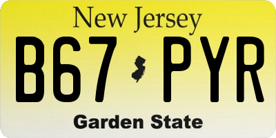 NJ license plate B67PYR