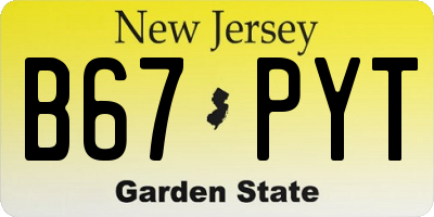 NJ license plate B67PYT