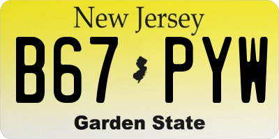 NJ license plate B67PYW