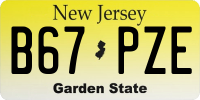 NJ license plate B67PZE