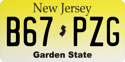 NJ license plate B67PZG
