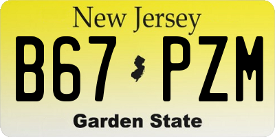 NJ license plate B67PZM