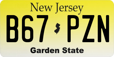 NJ license plate B67PZN