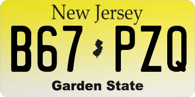 NJ license plate B67PZQ