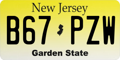 NJ license plate B67PZW