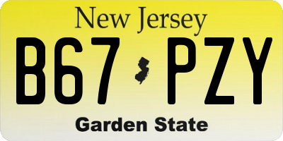 NJ license plate B67PZY